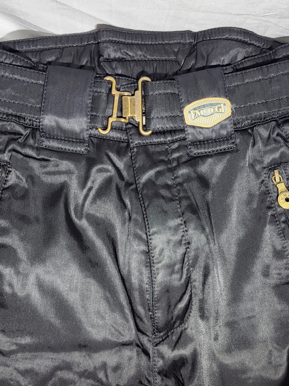 Emmegi Vintage Black Ski/Snow Pants with Gold Hardware